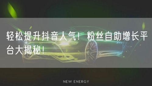 轻松提升抖音人气！粉丝自助增长平台大揭秘！