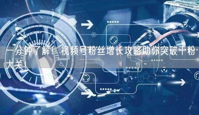 一分钟了解！视频号粉丝增长攻略助你突破千粉大关！