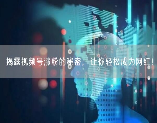 揭露视频号涨粉的秘密，让你轻松成为网红！